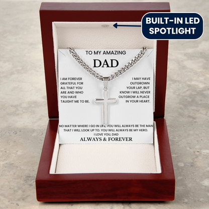To My Amazing Dad - ''My Hero'' Artisan Cross Cuban Link Chain Gift Set
