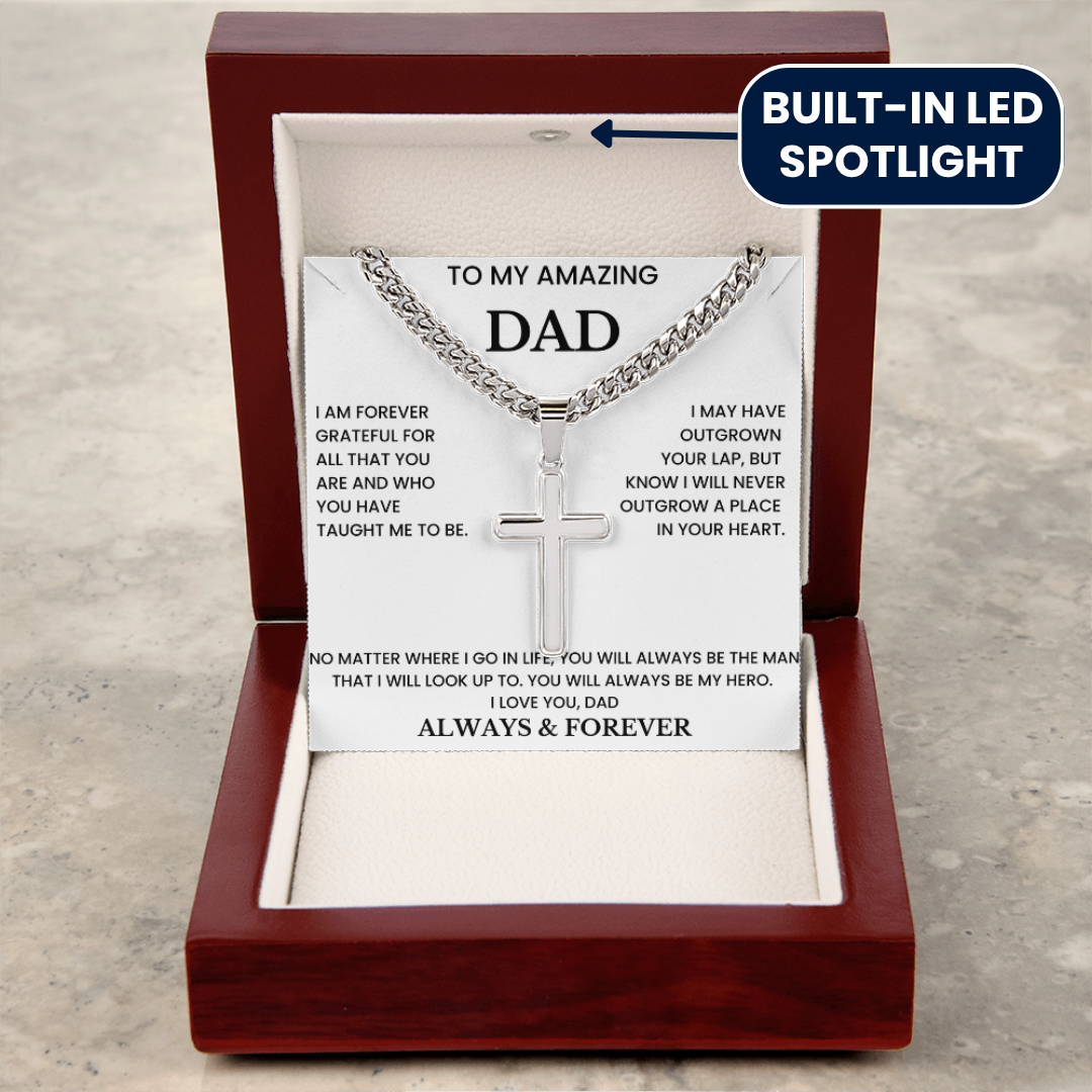 To My Amazing Dad - ''My Hero'' Artisan Cross Cuban Link Chain Gift Set