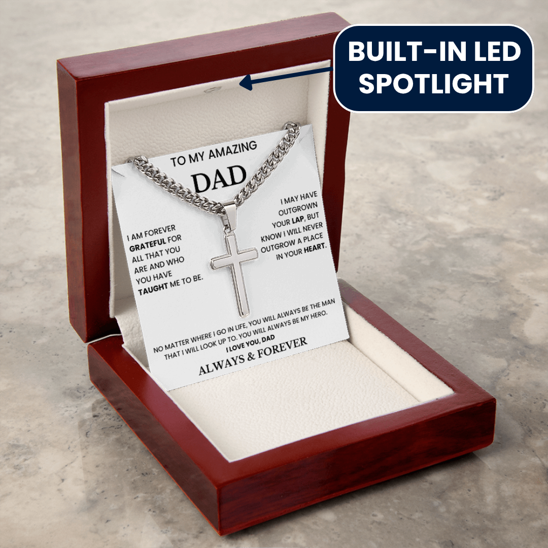 To My Amazing Dad - ''My Hero'' Artisan Cross Cuban Link Chain Gift Set