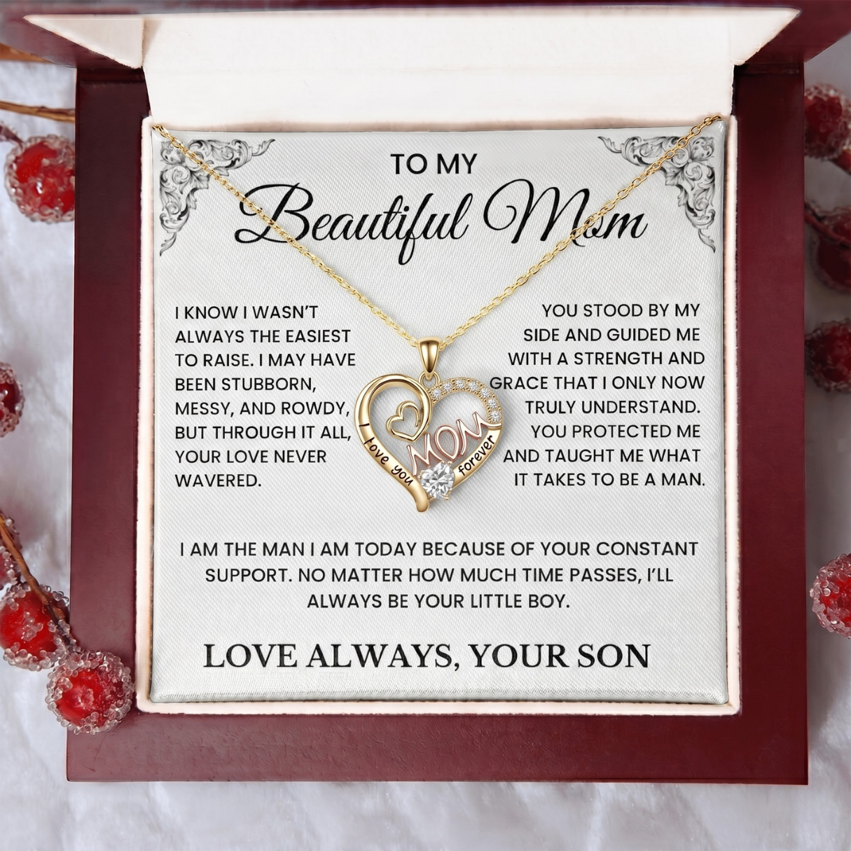 To My Beautiful Mom – Always Your Little Boy necklace gift set