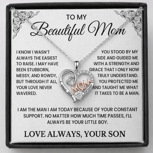 To My Beautiful Mom – Always Your Little Boy necklace gift set