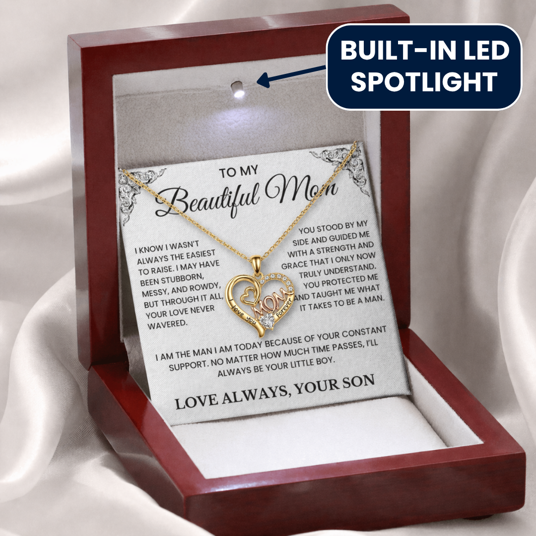 To My Beautiful Mom – Always Your Little Boy necklace gift set
