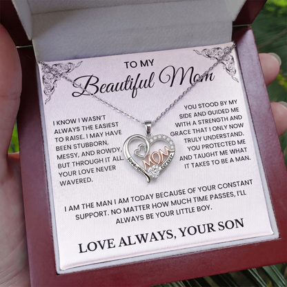 To My Beautiful Mom – Always Your Little Boy necklace gift set