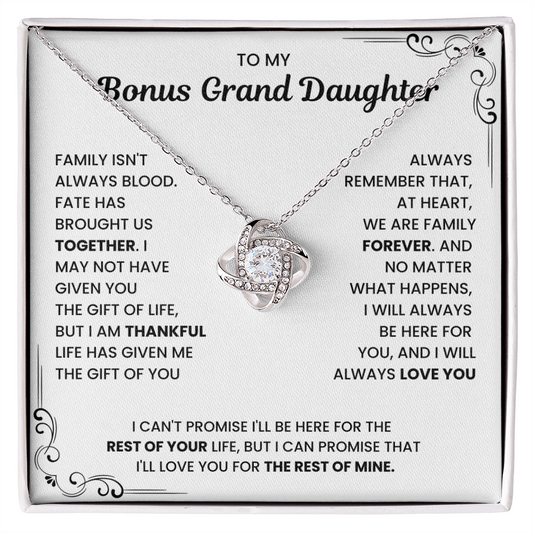 To My Bonus Grand Daughter - "My Family Forever" Necklace Gift Set