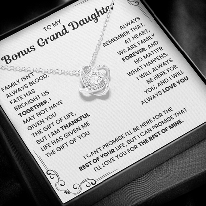 To My Bonus Grand Daughter - "My Family Forever" Necklace Gift Set