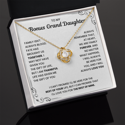 To My Bonus Grand Daughter - "My Family Forever" Necklace Gift Set