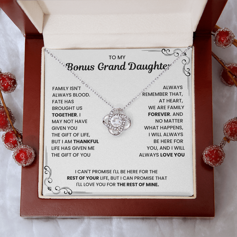 To My Bonus Grand Daughter - "My Family Forever" Necklace Gift Set