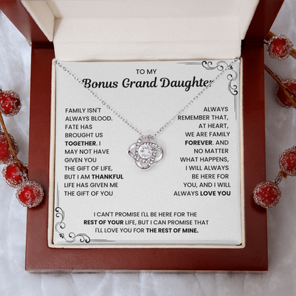 To My Bonus Grand Daughter - "My Family Forever" Necklace Gift Set