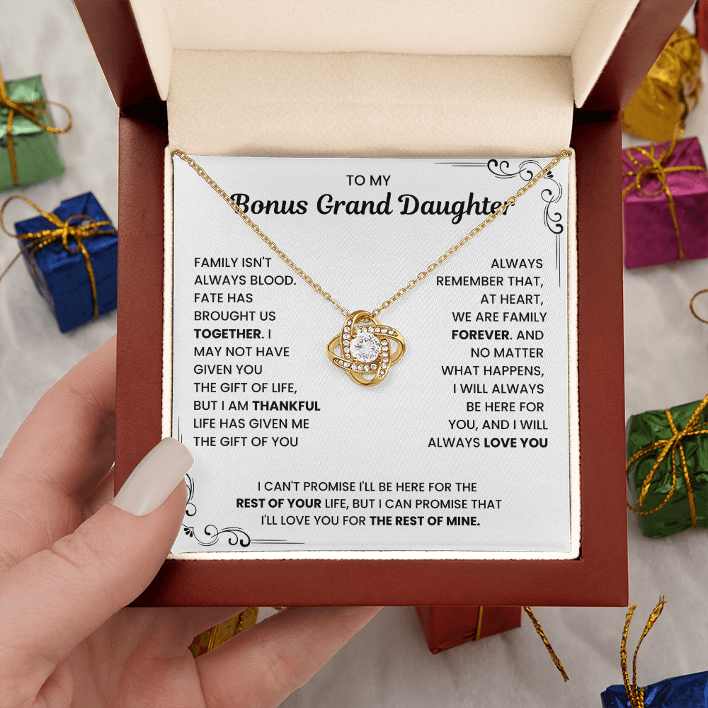 To My Bonus Grand Daughter - "My Family Forever" Necklace Gift Set