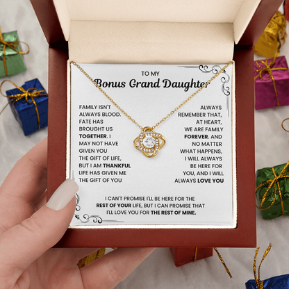 To My Bonus Grand Daughter - "My Family Forever" Necklace Gift Set