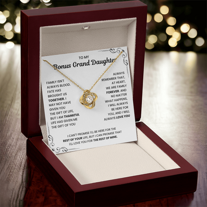 To My Bonus Grand Daughter - "My Family Forever" Necklace Gift Set