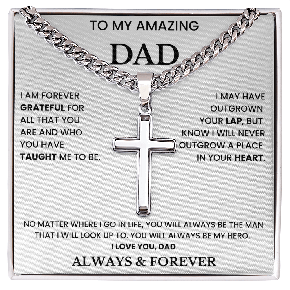 To My Amazing Dad - ''My Hero'' Artisan Cross Cuban Link Chain Gift Set