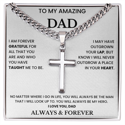 To My Amazing Dad - ''My Hero'' Artisan Cross Cuban Link Chain Gift Set