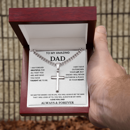 To My Amazing Dad - ''My Hero'' Artisan Cross Cuban Link Chain Gift Set