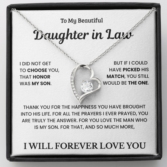 To My Daughter in Law - Forever Love Necklace Gift Set