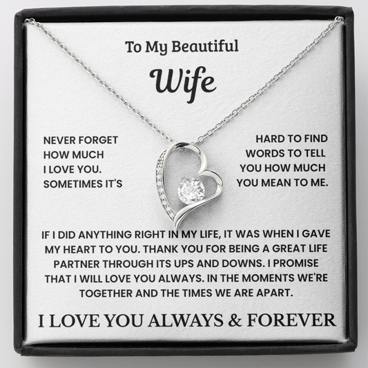 To My Beautiful Wife - ''My Greatest Life Decision'' - Necklace Gift Set